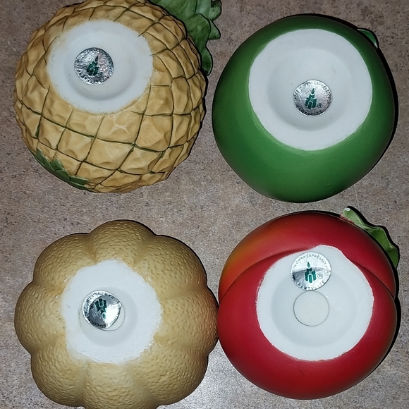 Party Light Ceramic Tealight candle holders peach, pineapple, cantaloupe & Apple - Picture 9 of 12